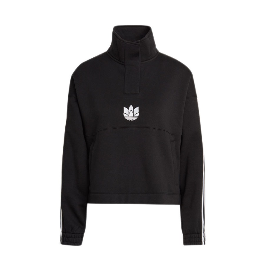 【杨幂同款】adidas Originals FL SWEATSHIRT立体印花半拉链高领卫衣 男女同款 GN2941