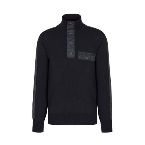 Dior Oblique 印花镶片高领长袖羊毛针织衫 男女同款