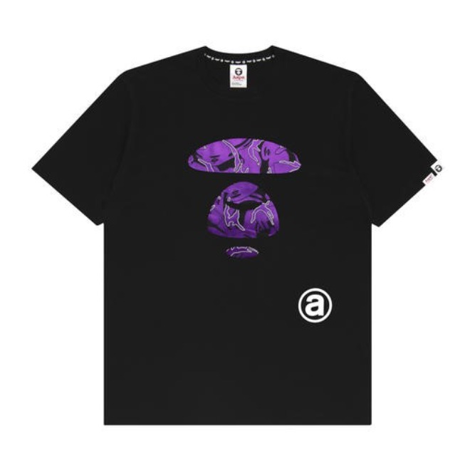 AAPE 男装线型迷彩猿颜字母印花短袖T恤 0731