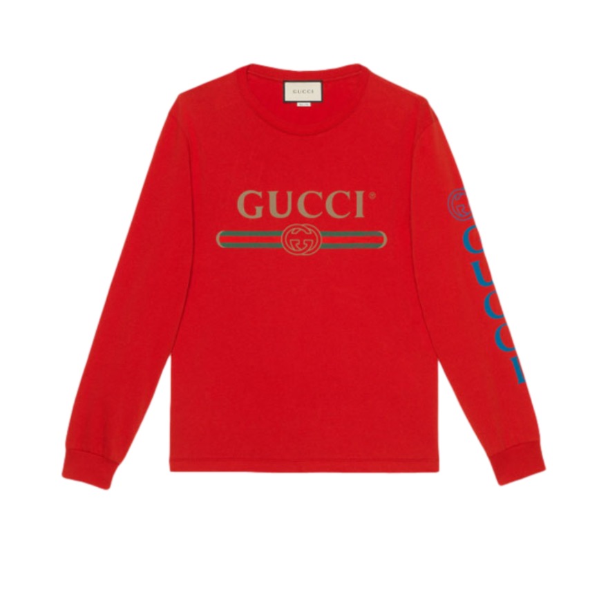 GUCCI 饰刺绣祥龙锁扣印花圆领套头卫衣