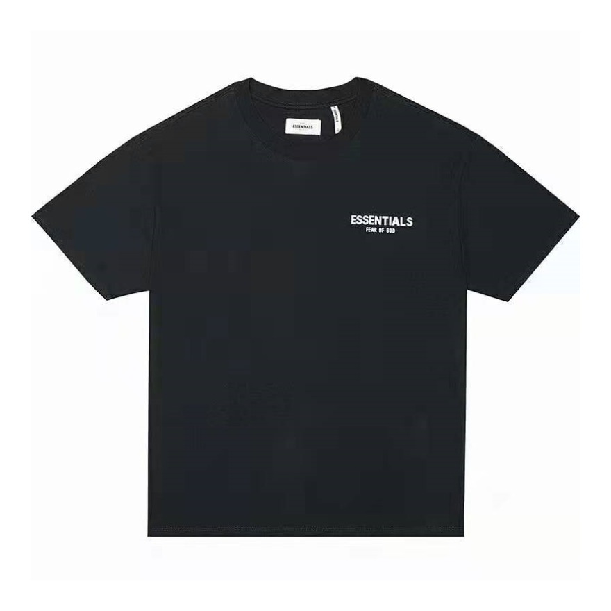 【明星同款】Fear of God 副线Essentials Boxy Logo T-shirt 黑色短袖 男女同款