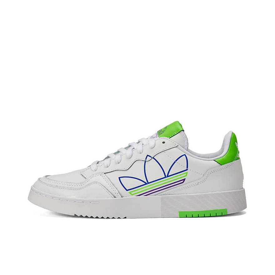 推荐商品：adidas originals Super court 板鞋 防滑耐磨轻便透气减震时尚经典复古 白色/绿色/蓝色