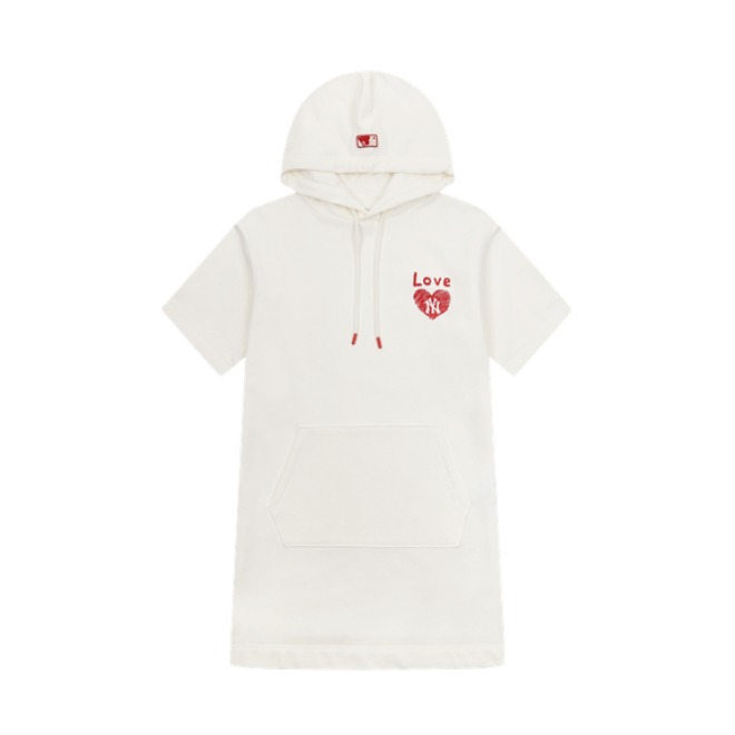 MLB 女装 NY小标爱心套头短袖连帽连衣裙 31OP02111