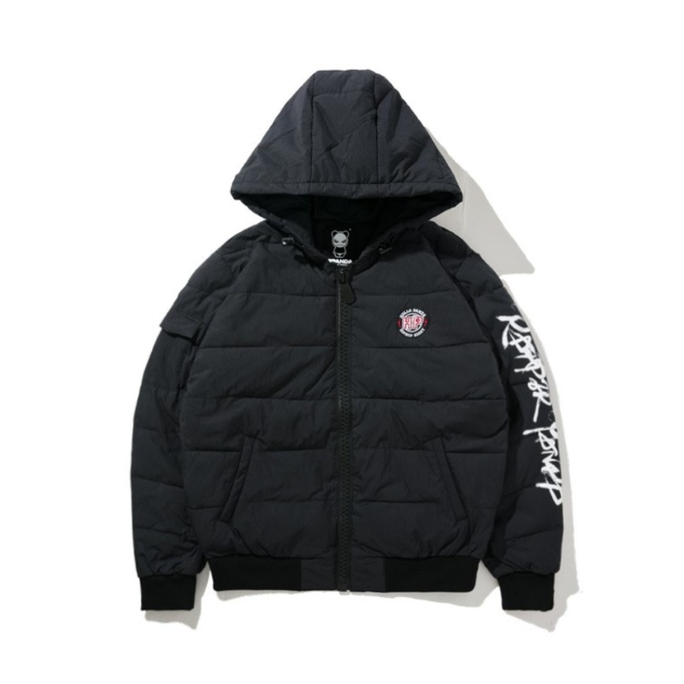 HIPANDA 短款印花袖棉服 男女同款 0184632052