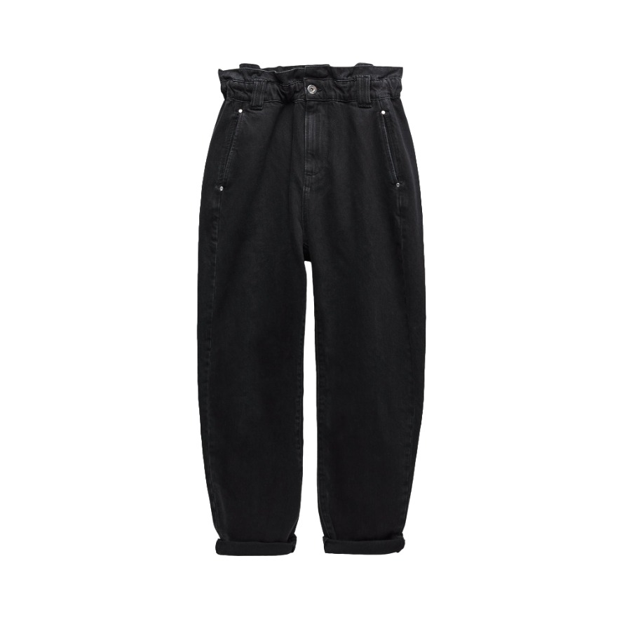 ZARA 高腰宽松纯棉牛仔裤 女装 05862152800