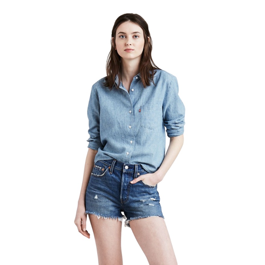 Levi's 女装 休闲薄款长袖牛仔衬衫 39582-0000