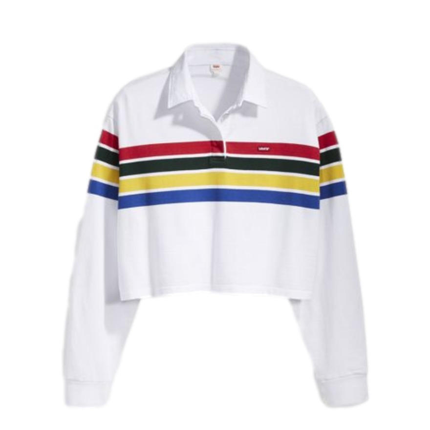 Levi's 女装 休闲春秋彩条条纹舒适型长袖POLO衫 69558-0000