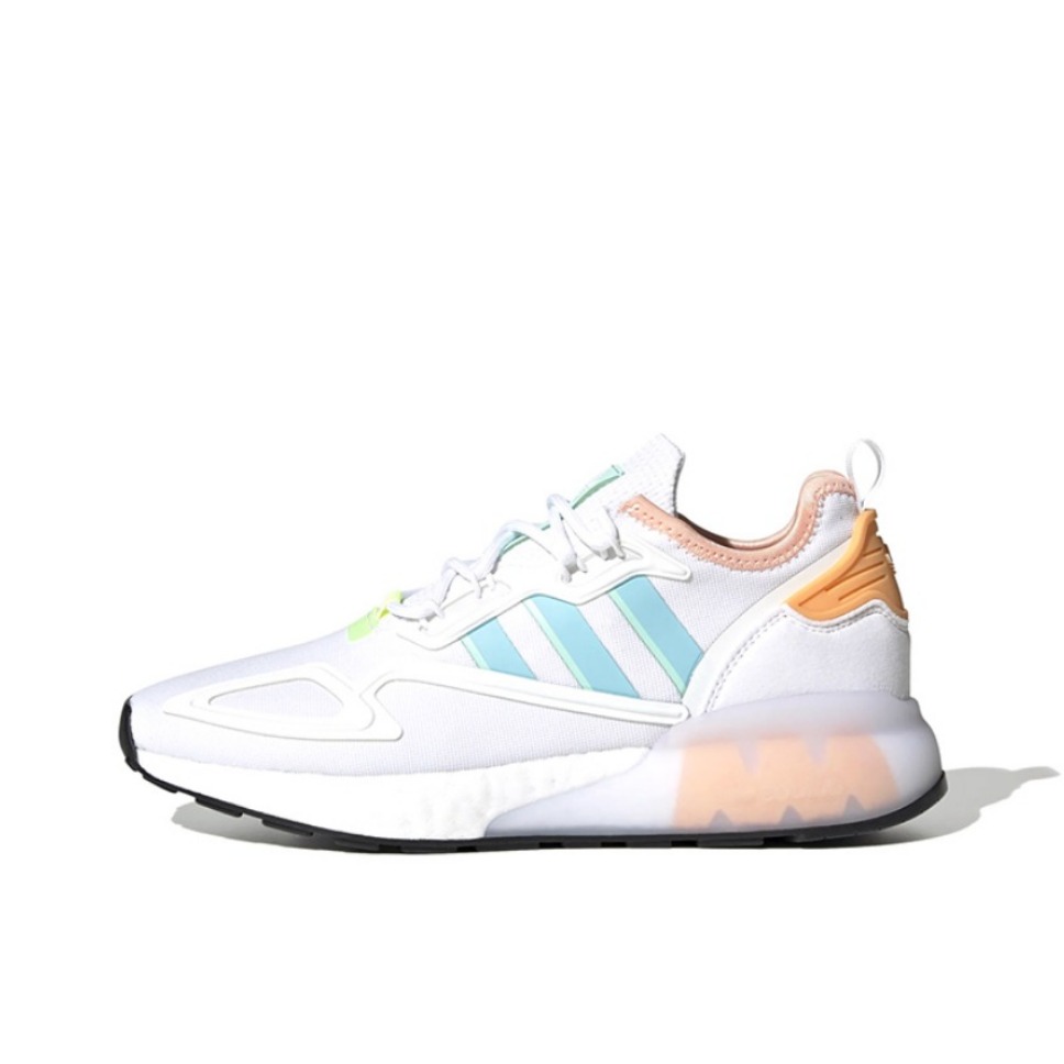 推荐商品：adidas Originals ZX 2K Boost 缓震轻便 透气 织物 跑鞋 女款/白色/橙色/蓝色/浅粉