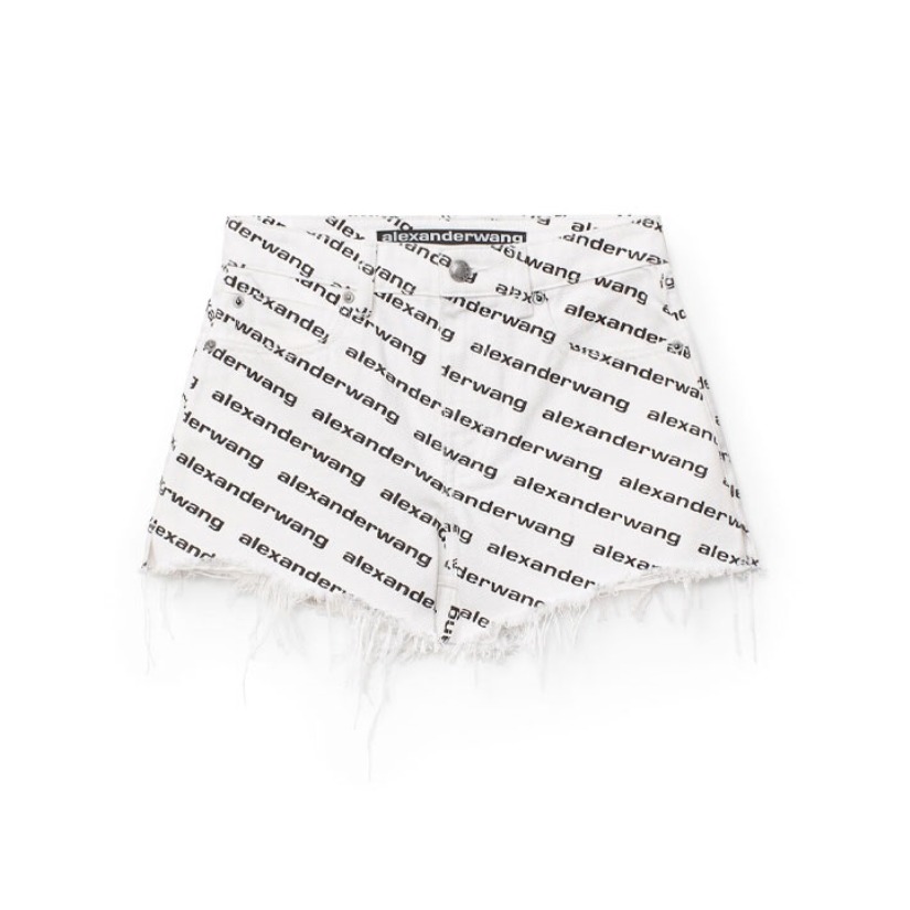 【白景屹同款】Alexander Wang 大王 高腰毛边徽标印花短裤 男女同款