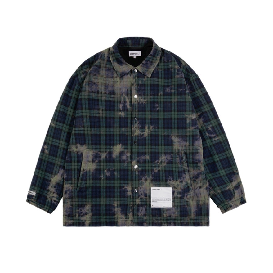 CANOTWAIT_  Tie-Dye Check Long Sleeve格纹扎染衬衫 男女同款 CWJK11104