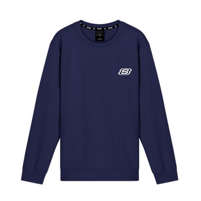 Skechers 中世纪运动针织圆领宽松套头衫长袖情侣卫衣 女装 FW-L320U106
