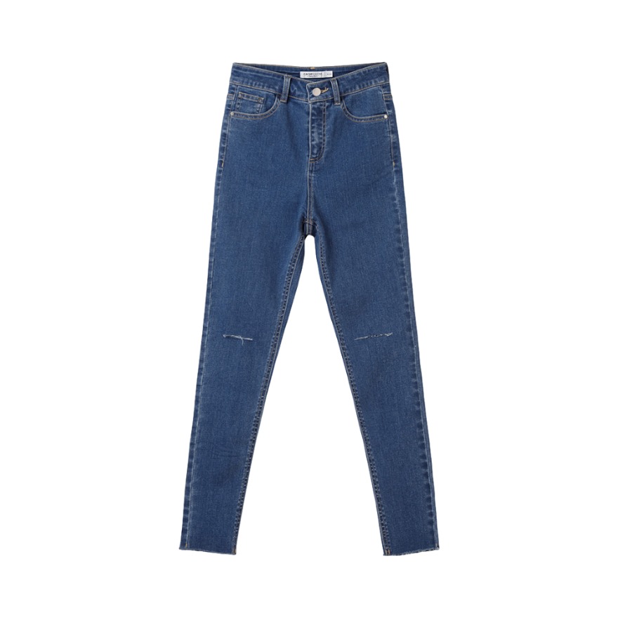 【Happy Denim联名】 cachecache 自然腰修身纯色牛仔裤 女装 2108072428