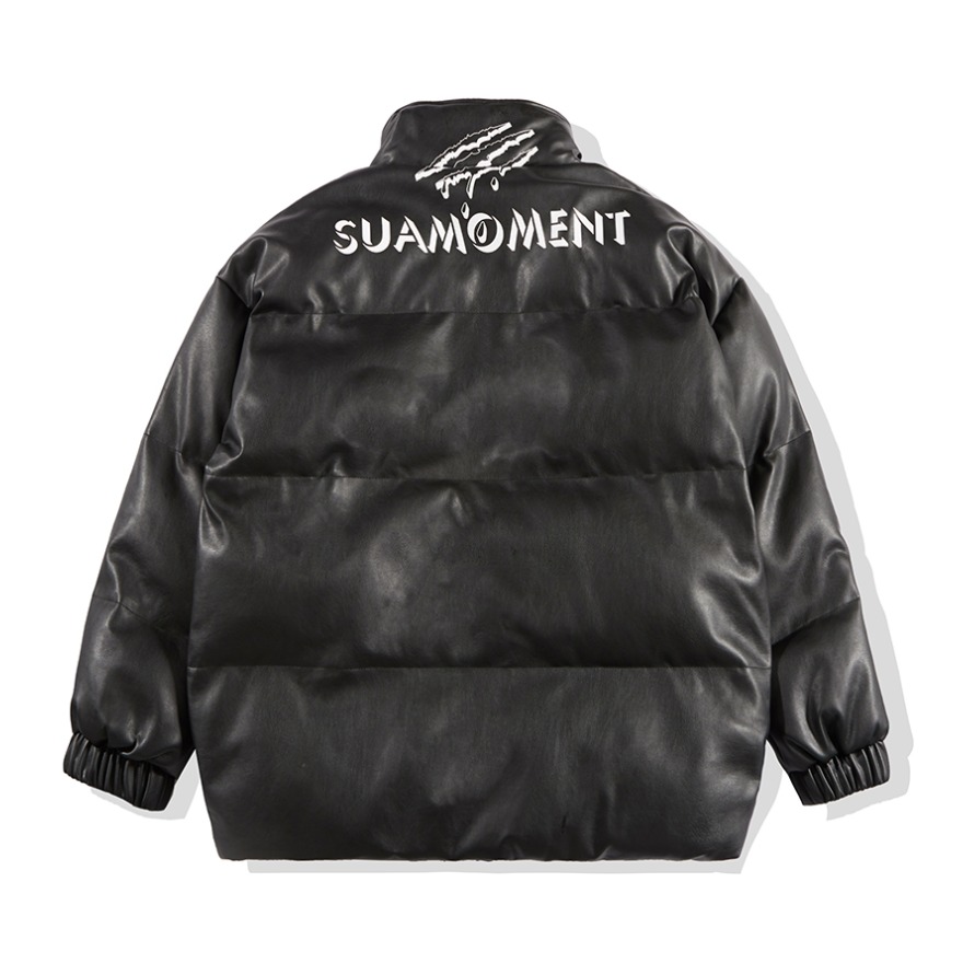 SuaMoment 血爪抓痕印花PU棉服 男女同款
