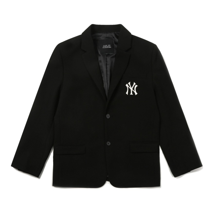 MLB 纽约洋基队大LOGO单排扣长袖休闲西装 男女同款 31JK01111 黑