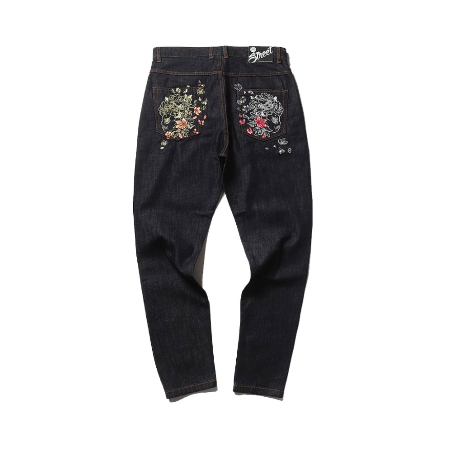 ONIARAI 地藏游樱记刺绣牛仔裤 20J4401