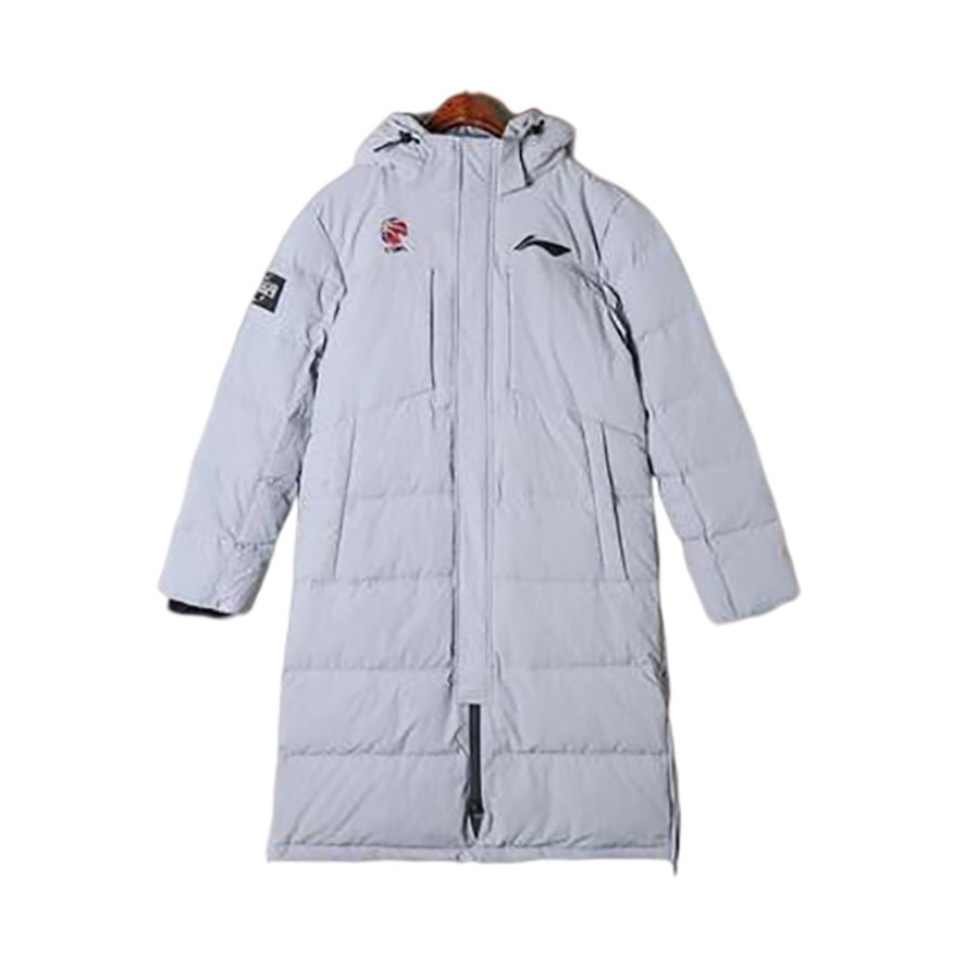 Li Ning CBA篮球联赛保暖长款连帽羽绒服 男女同款 AYMP227