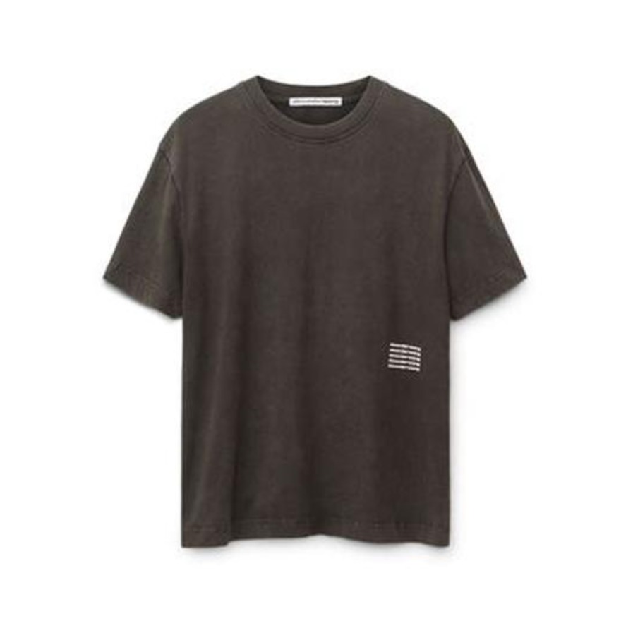 Alexander Wang High Twist Acid Wash 腰部发泡酸洗皱缩字母印花圆领短袖T恤 男女同款