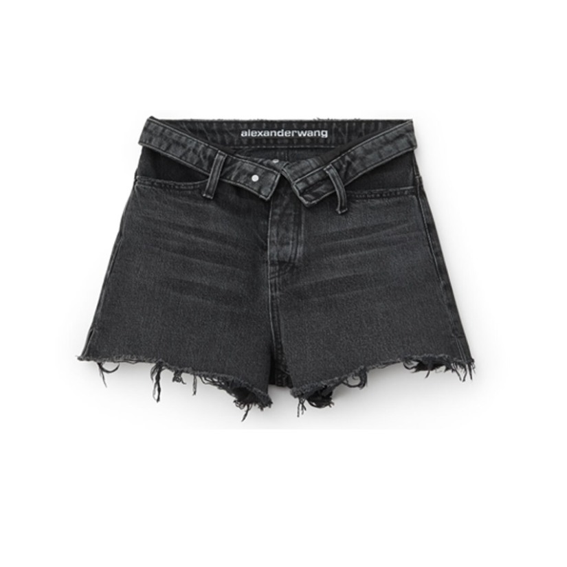 【钟楚曦同款】Alexander Wang 大王 Bith 翻腰磨边牛仔短裤