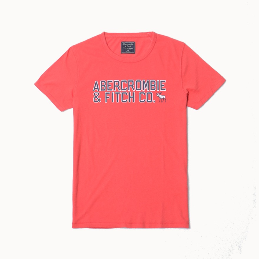 Abercrombie Fitch 修身印花圆领短袖T恤 男女同款