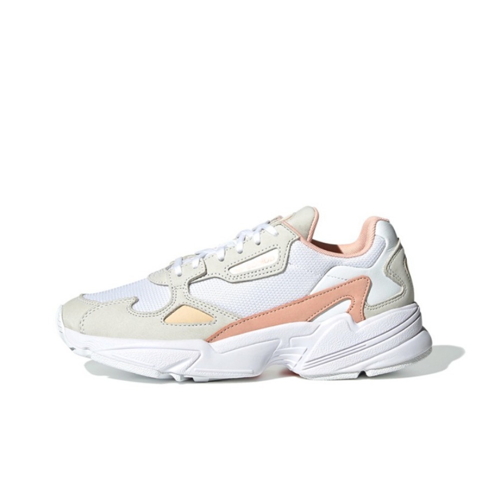 推荐商品：adidas Originals Falcon 轻便耐磨 舒适透气 复古 运动 休闲鞋 老爹鞋 白色/米灰/深肉粉