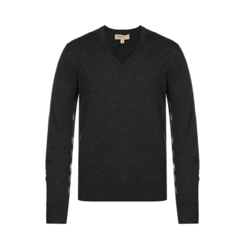 Burberry 博伯利 V领格纹提花拼接毛衣 男女同款