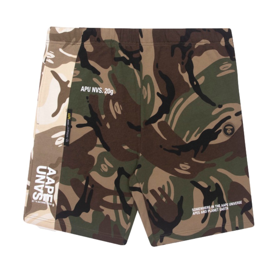 Aape 徽章迷彩拼接休闲短裤 男女同款 6739