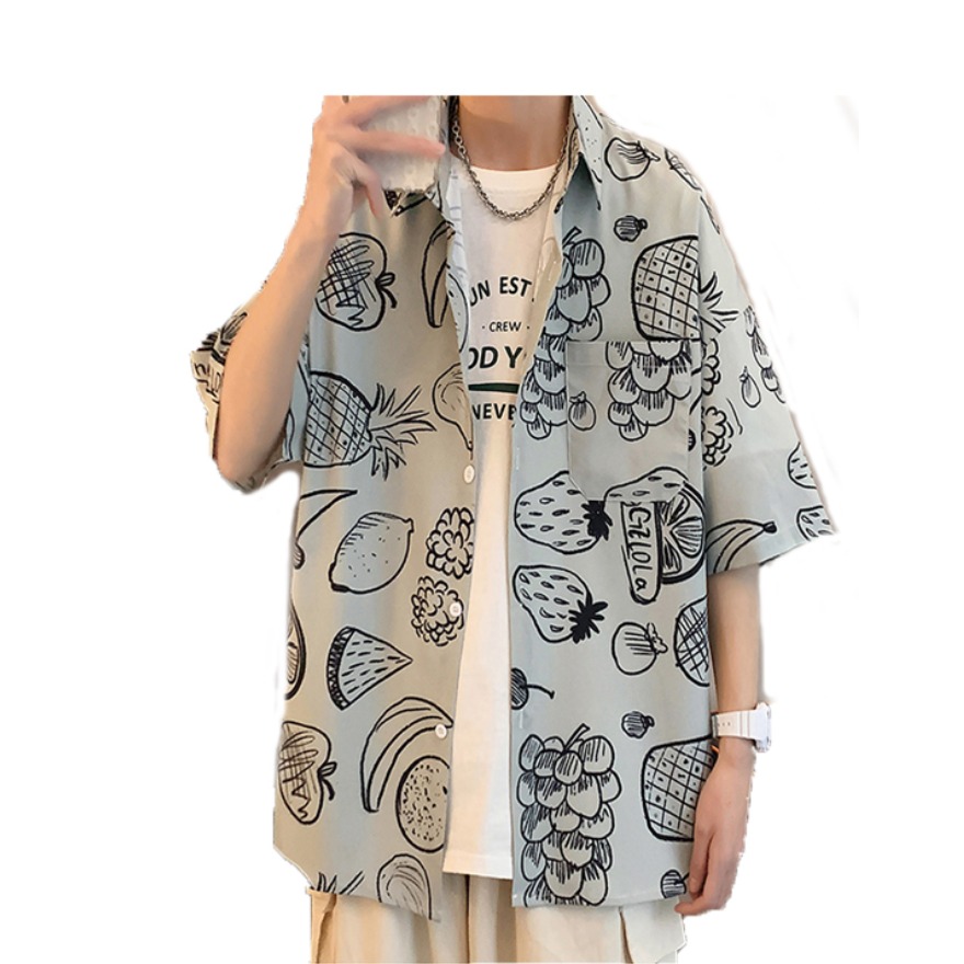 PPG/胖胖哥 时尚印花短袖衬衫