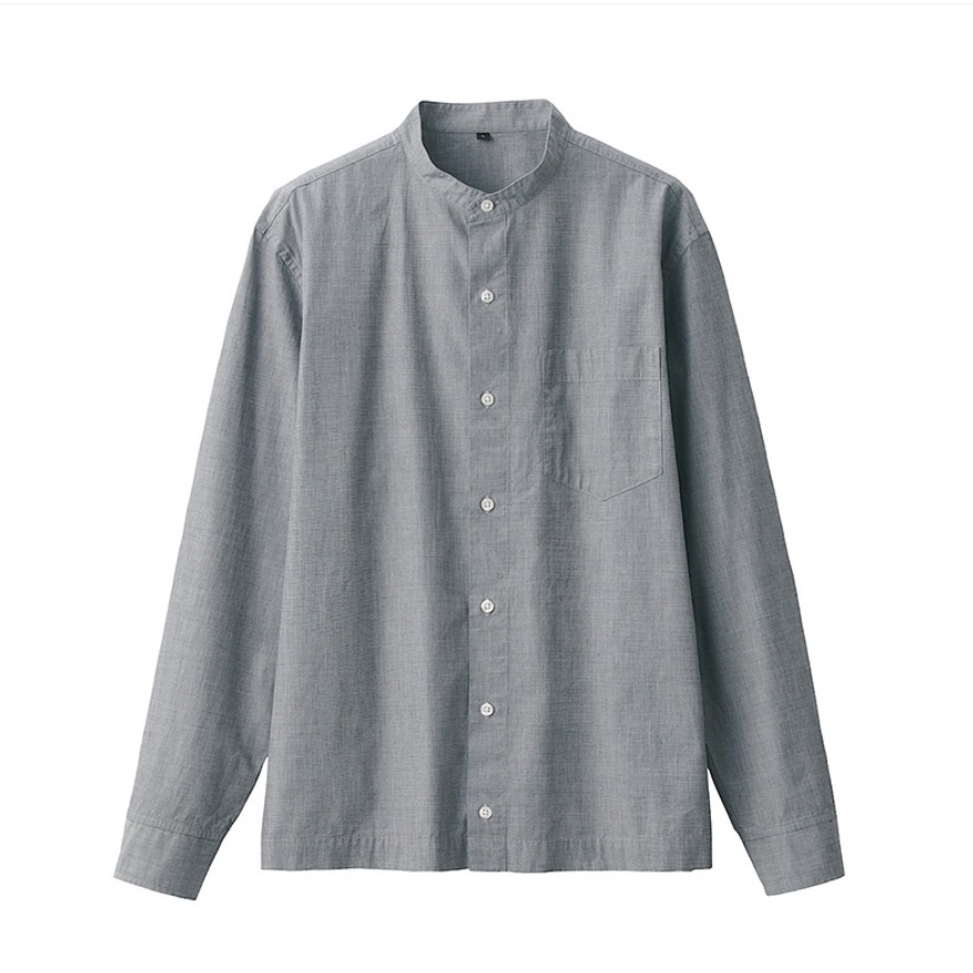 MUJI 新疆棉平纹立领衬衫 ACA09A0S