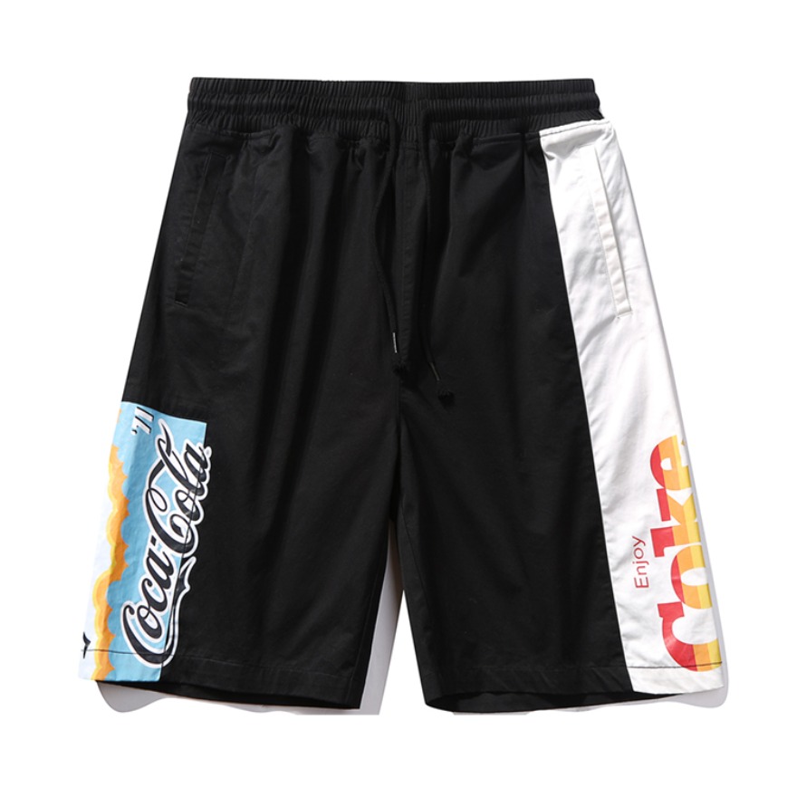 Guuka/古由卡 X 可口可乐 联名字母印花拼色拼接五分侧缝休闲短裤 男女同款 D10618