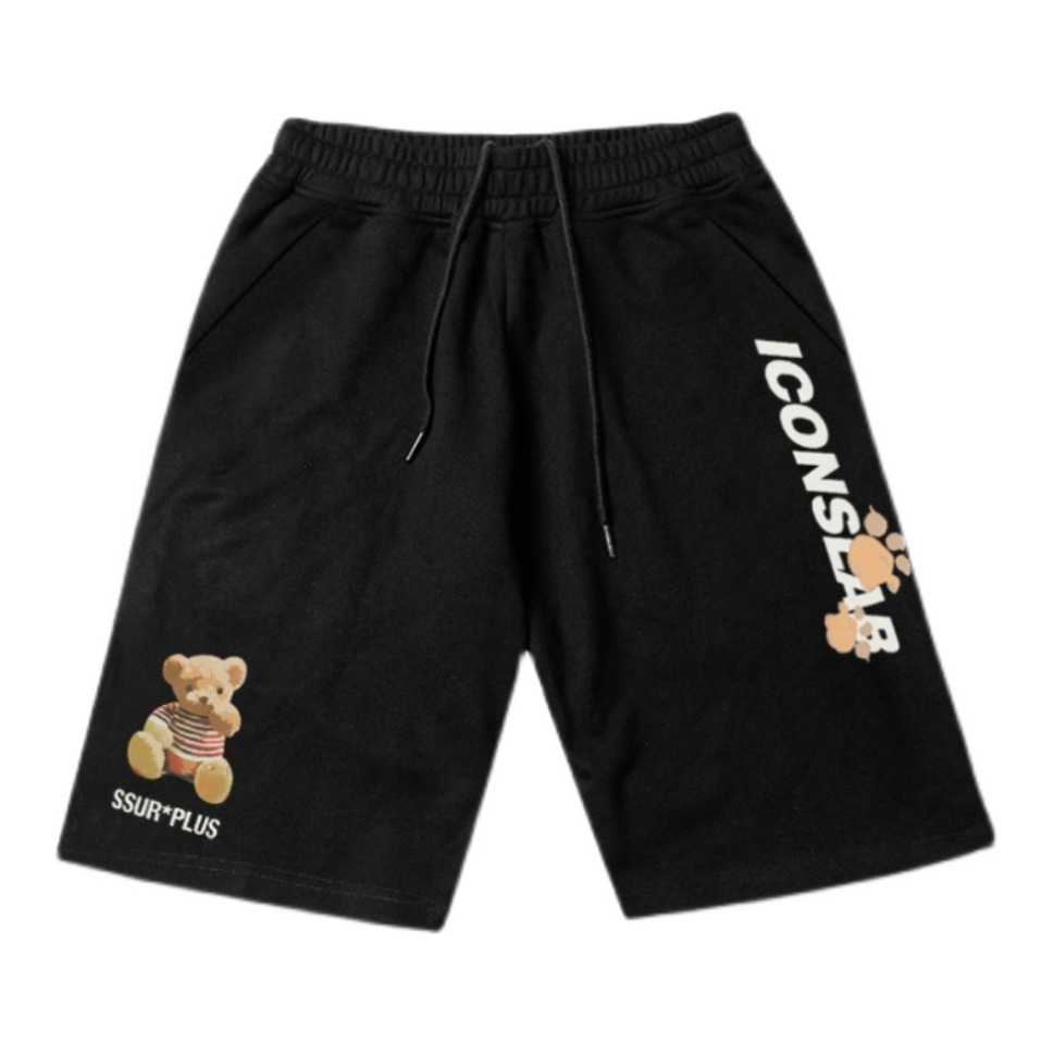 SSUR PLUS X ICONSLAB 联名小熊字母印花休闲短裤男 ICS×SSUR422