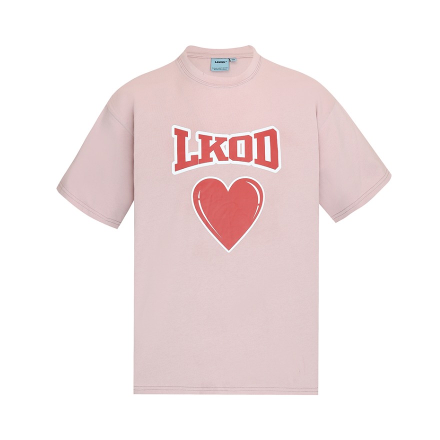LKOD 字母爱心印花短袖T恤 男女同款