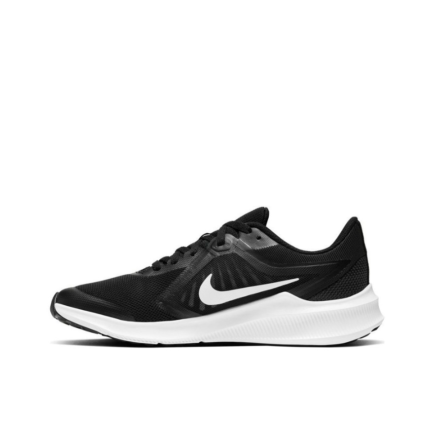 推荐商品：Nike Downshifter 1 跑鞋 网面透气耐磨缓震轻便防滑舒适支撑合成革织物运动 大童/黑色/亮白
