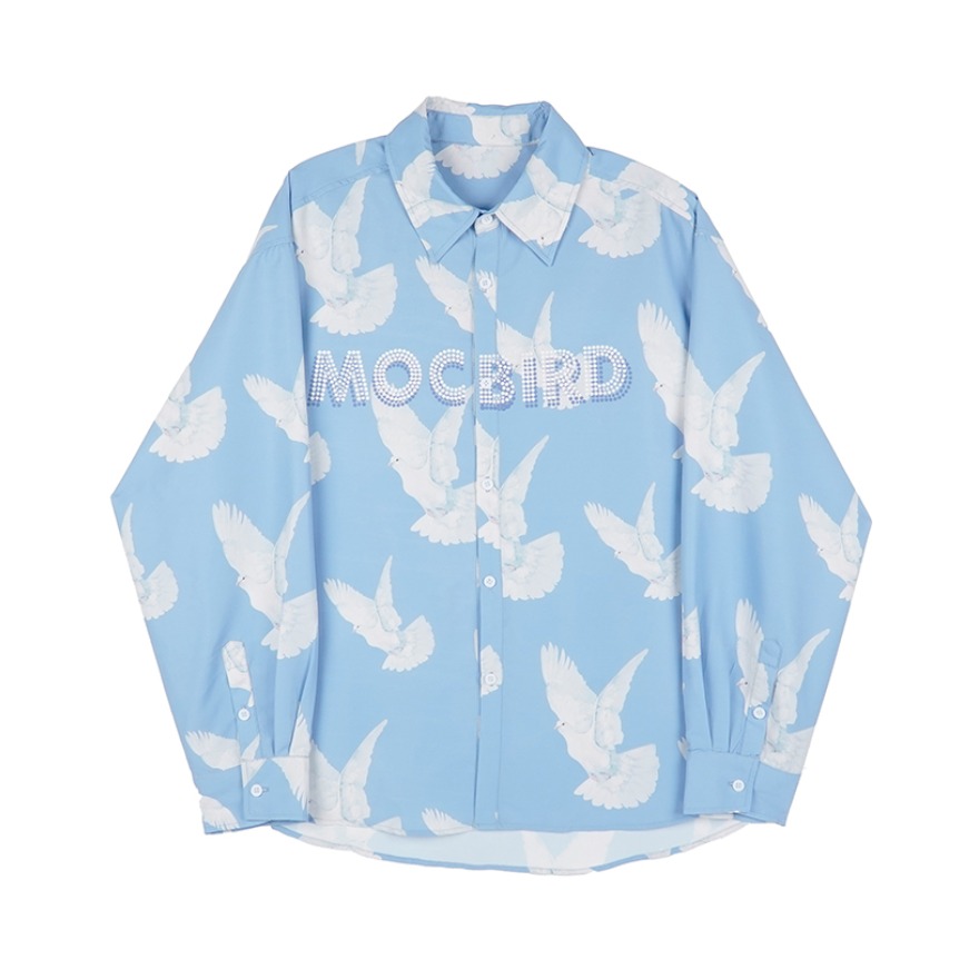MOCBIRD/嘲笑鸟 蓝天白鸽满印衬衫