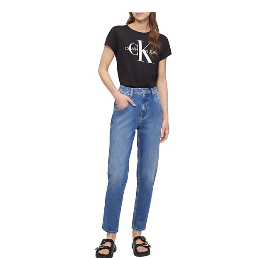 Calvin Klein 女裝 燙銀簽名大標(biāo)圖案短袖T恤 CJCT1035