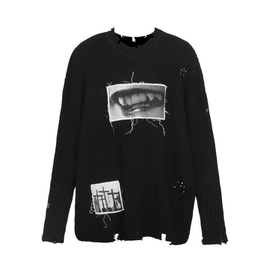 UNDERWATER 吸血鬼暗黑大破坏废土风毛衣 男女同款 AW19W009