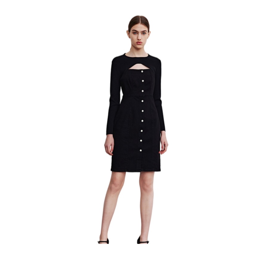 UR 镂空假两件针织牛仔宝藏连衣裙 女装 WG10SBGN2000