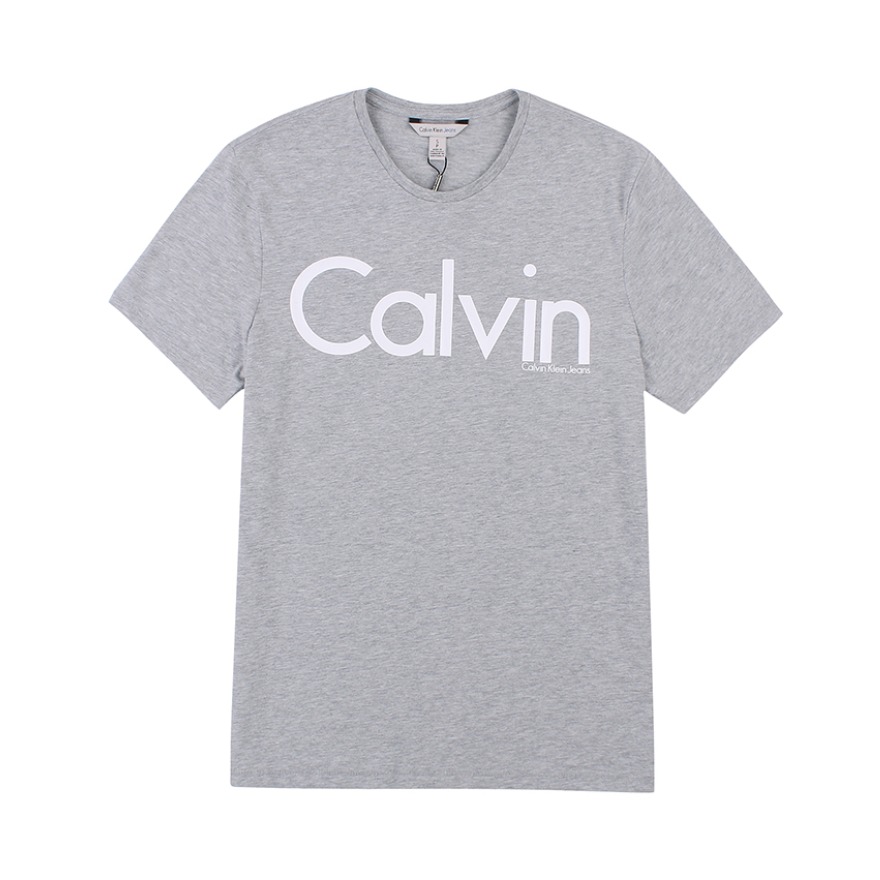Calvin Klein 立体Logo韩版弹力修身圆领薄款短袖T恤 男女同款 J314489