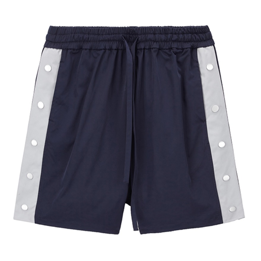 BONELESS 侧拼撞色拼条排扣抽绳飘带运动短裤 K2242