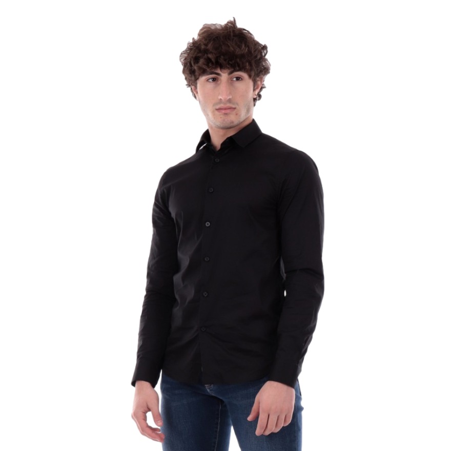 Armani 棉质徽标刺绣单排扣翻领长袖衬衫 8NZC31ZN28Z