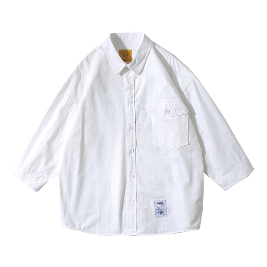 Mansway/男道 日系纯色翻领短袖衬衫 CS1123