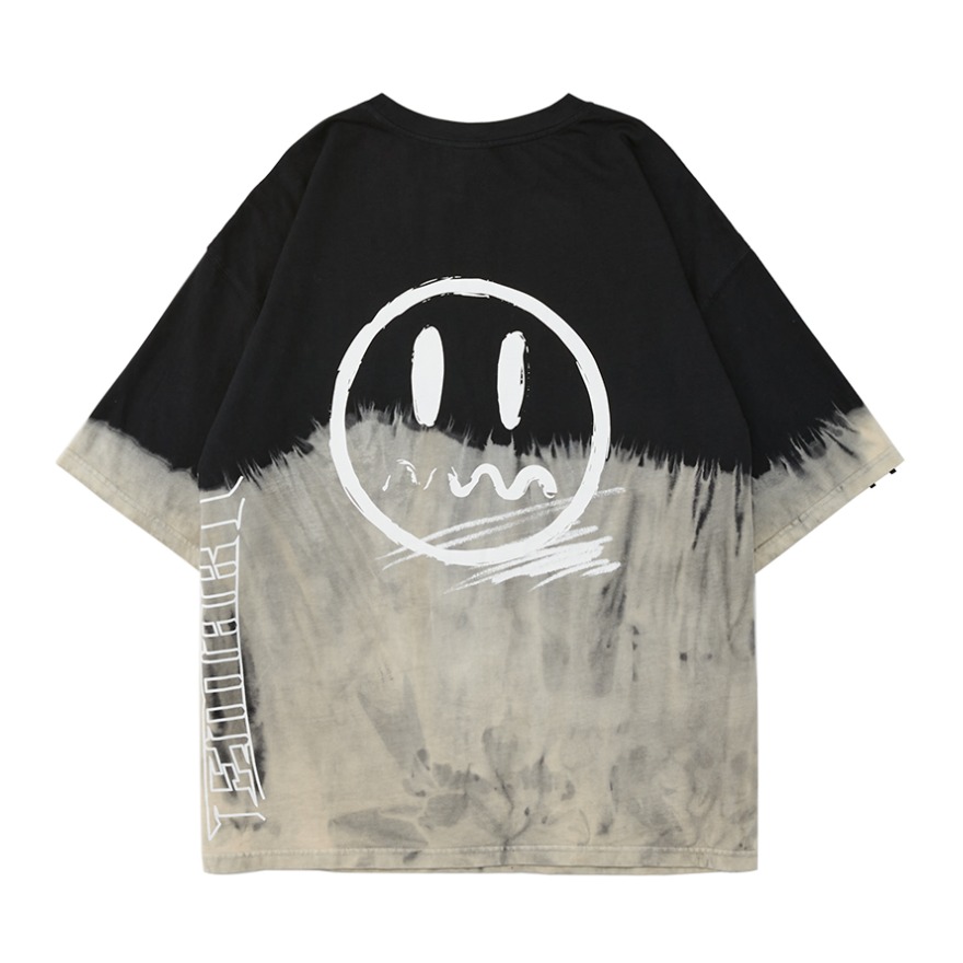 BEASTER 小恶魔鬼脸扎染复古拼色印花短袖T恤 男女同款 B123011528