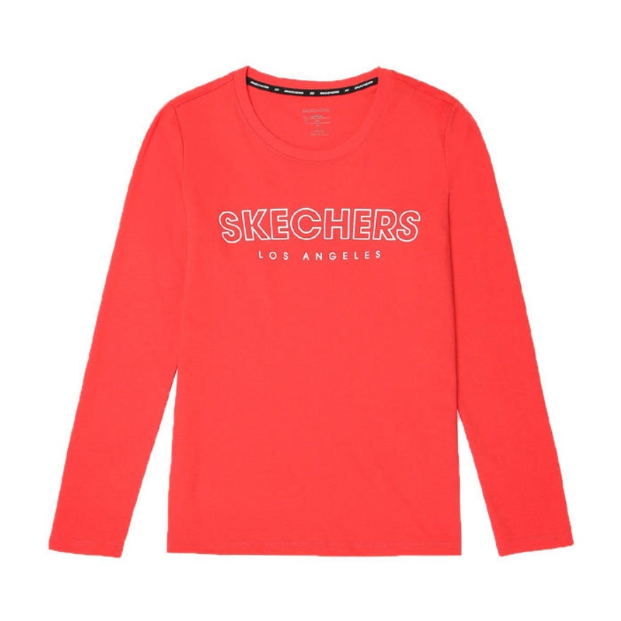 Skechers 女装 字母印花长袖T恤  L120W002
