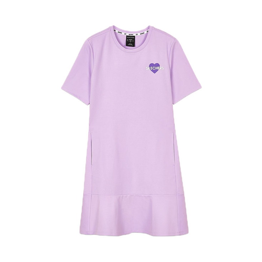 Skechers 女装  短袖纯色连衣裙 L221W293 