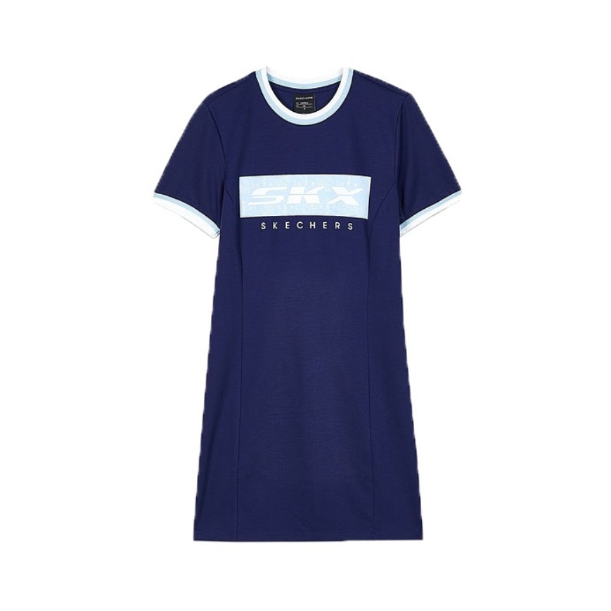 Skechers 女装 圆领常规短袖休闲显腰连衣裙 L221W177