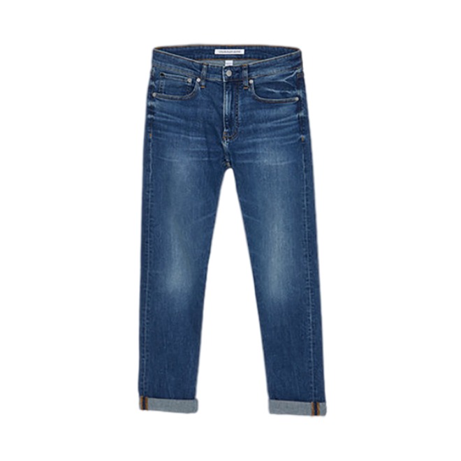 Calvin Klein 锥形磨白卷边牛仔裤 J312356