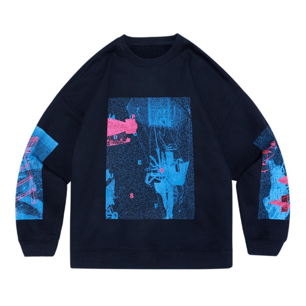 PSO 2023AW 红白蓝满印花抓绒圆领套头情侣卫衣 男女同款 PS060psrand