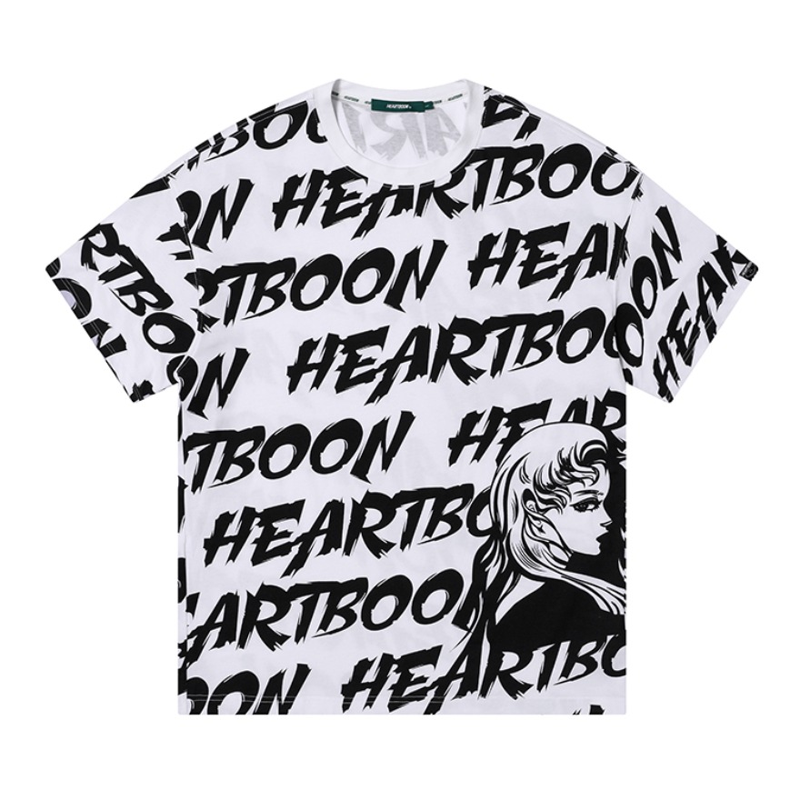 HeartBoon 漫画女郎满印字母短袖T恤 HB1T073
