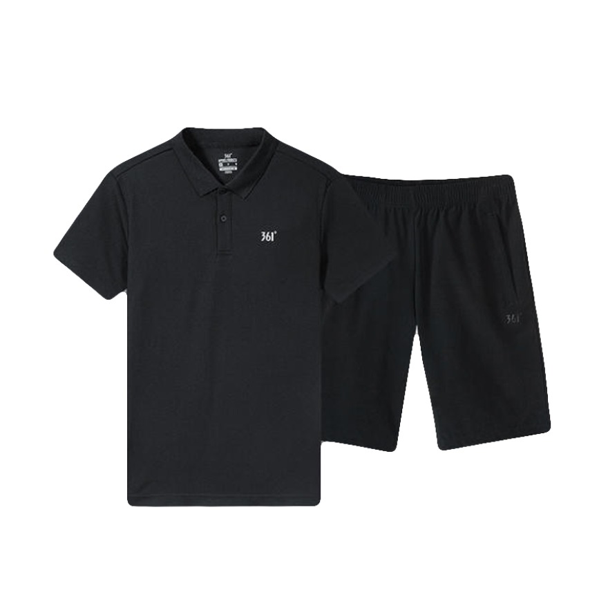 361° 翻领短裤短袖T恤运动套装 561623112AB