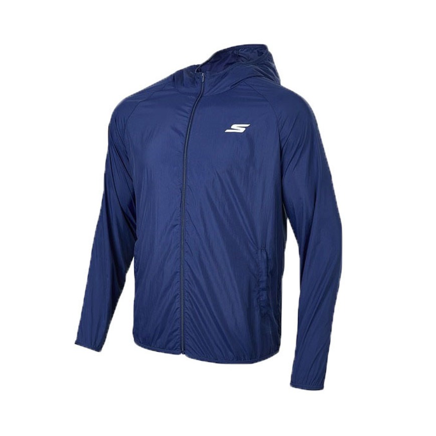 Skechers 连帽小logo印花字母拉链防风夹克防晒衣 P221M054