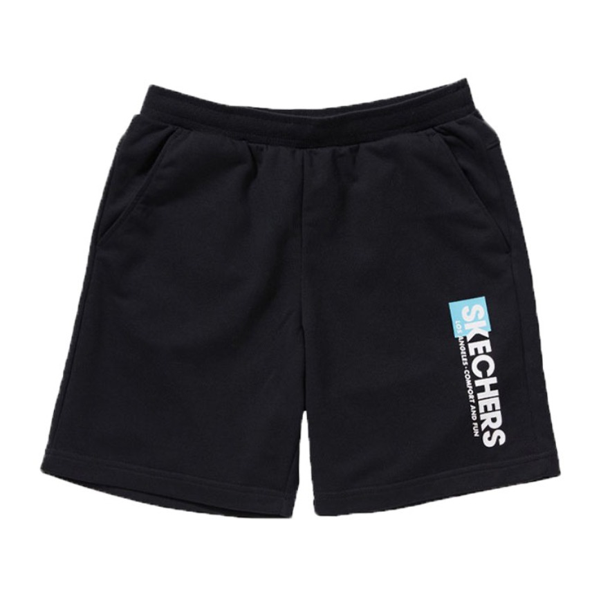 Skechers 宽松透气直筒针织运动短裤 L221M018